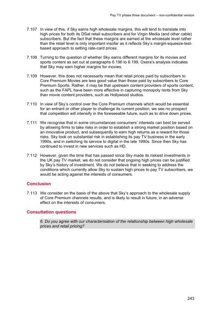 Pay TV phase three document - Stakeholders - Ofcom