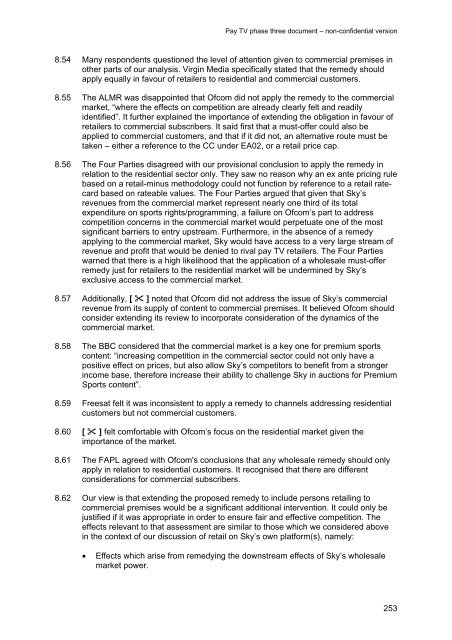 Pay TV phase three document - Stakeholders - Ofcom