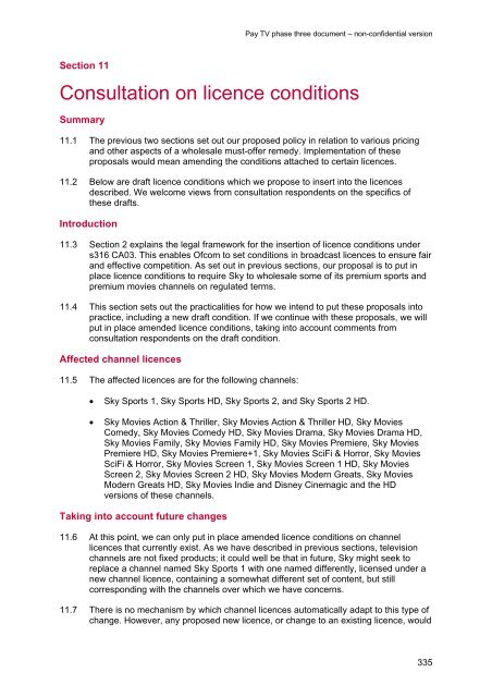 Pay TV phase three document - Stakeholders - Ofcom