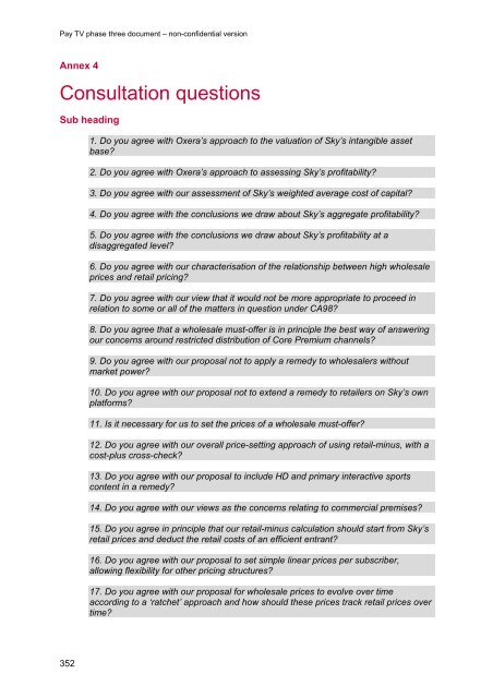 Pay TV phase three document - Stakeholders - Ofcom