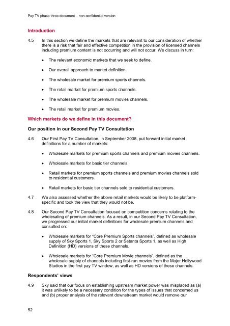 Pay TV phase three document - Stakeholders - Ofcom