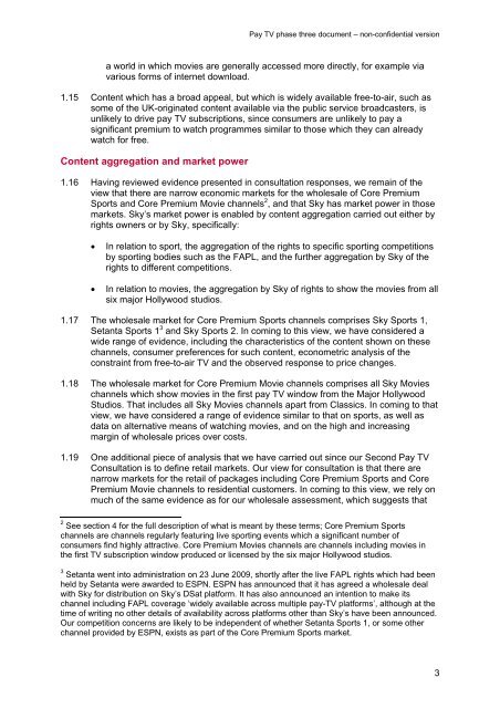 Pay TV phase three document - Stakeholders - Ofcom