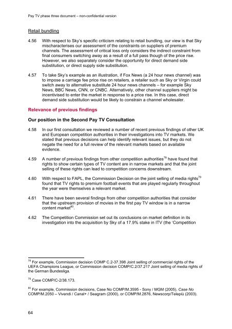 Pay TV phase three document - Stakeholders - Ofcom