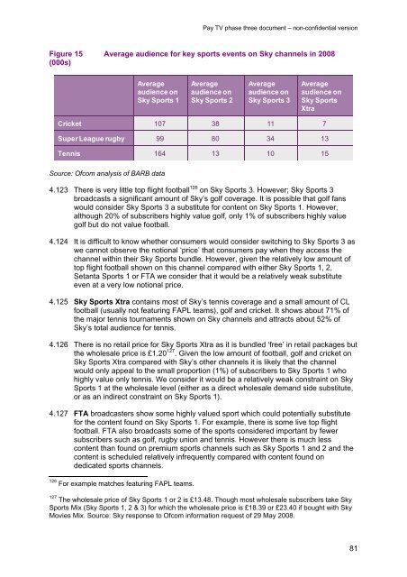 Pay TV phase three document - Stakeholders - Ofcom