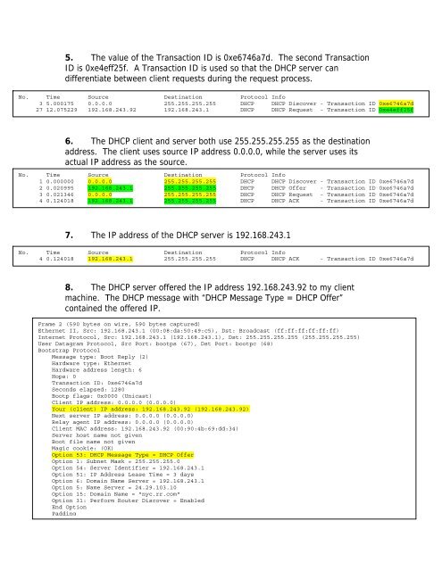 Wireshark Lab Solution: DHCP