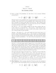 Solution Week 46 (7/28/03) The birthday problem (a) Given n people ...