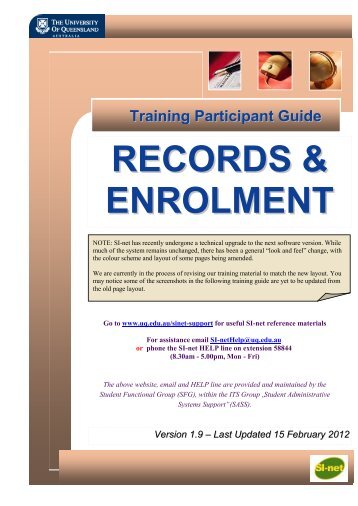 Records & Enrolment Training Guide - University of Queensland