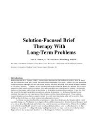 Solution-Focused Brief Therapy With Long-Term Problems