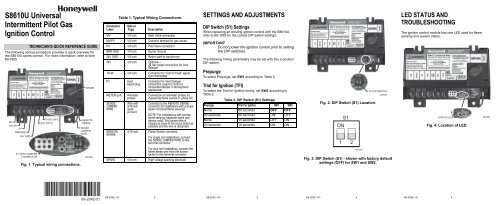 69-2042—01 - S8610U Universal Intermittent Pilot Gas Ignition Control