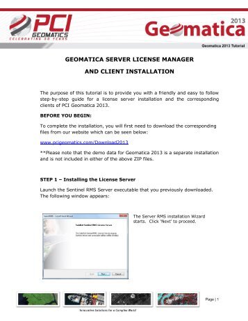 Geomatica 2013 Floating License Server Installation - PCI Geomatics