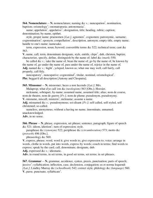 ROGET'S THESAURUS OF ENGLISH WORDS AND PHRASES ...