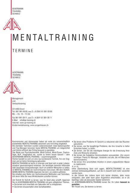 MENTALTRAINING - Ackermann Training Schweiz