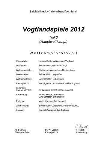 Vogtlandspiele 2012 - Leichtathletik Kreisverband-Vogtland