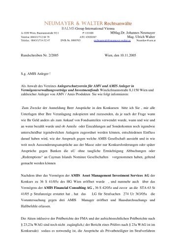 NEUMAYER & WALTER Rechtsanwälte - Anlegerschutzverein