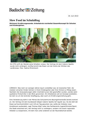 Slow Food im Schulalltag - Slow Food Content Management