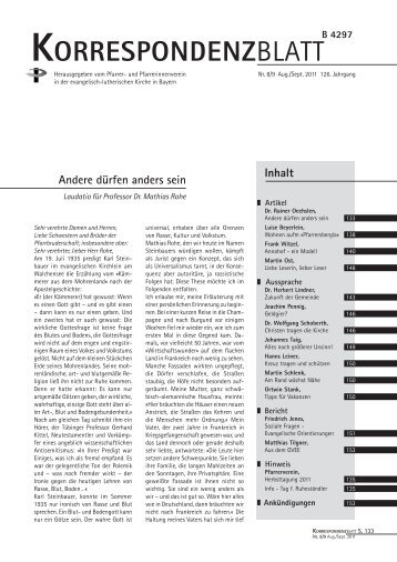 Ausgabe 2011 - Pfarrer- und Pfarrerinnenverein