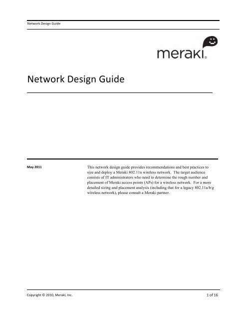 Meraki Campus LAN; Planning, Design Guidelines and Best Practices - Cisco  Meraki