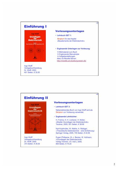 Grundlagen der Elektrotechnik 2 (GET 2) - Allgemeine und ...