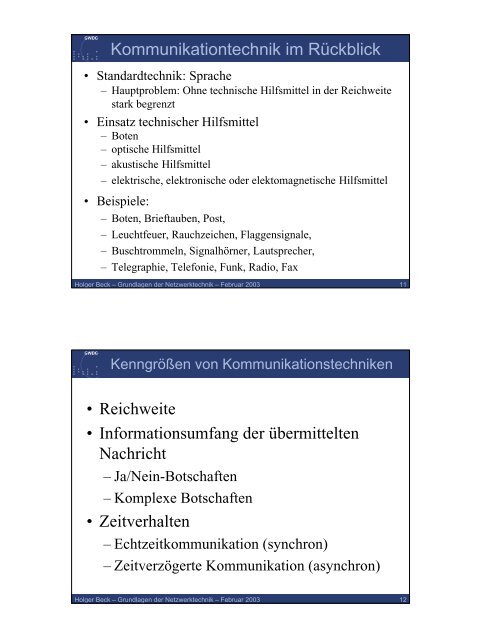 Grundlagen der Netzwerktechnik Teil I: Kommunikation - GWDG