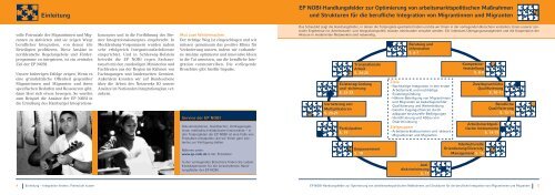 Handlungsempfehlungen der Entwicklungspartnerschaft NOBI zur ...