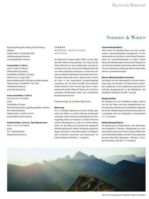 Informationen über das Große Walsertal - Schäfer Bergappartements