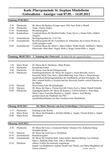 Kath. Pfarrgemeinde St. Stephan Mindelheim ... - Bistum Augsburg
