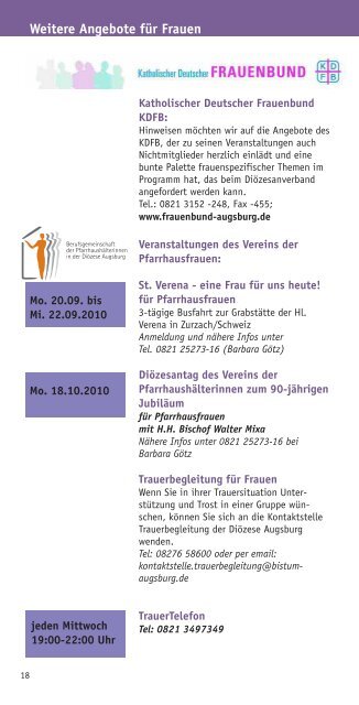 Angebote für Frauen und Alleinerziehende - Bistum Augsburg