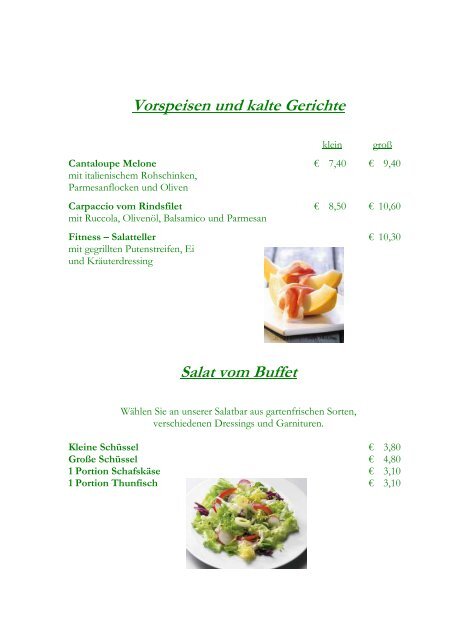 Vorspeisen und kalte Gerichte Salat vom Buffet