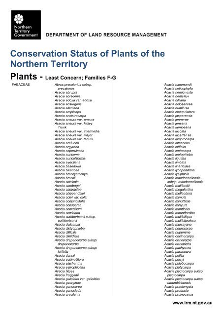 Conservation Status of Plants of the Northern Territory