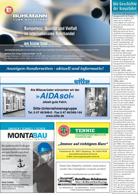 AIDAsol: Sonderbeilage zur Emspassage als pdf-Download - Neue ...