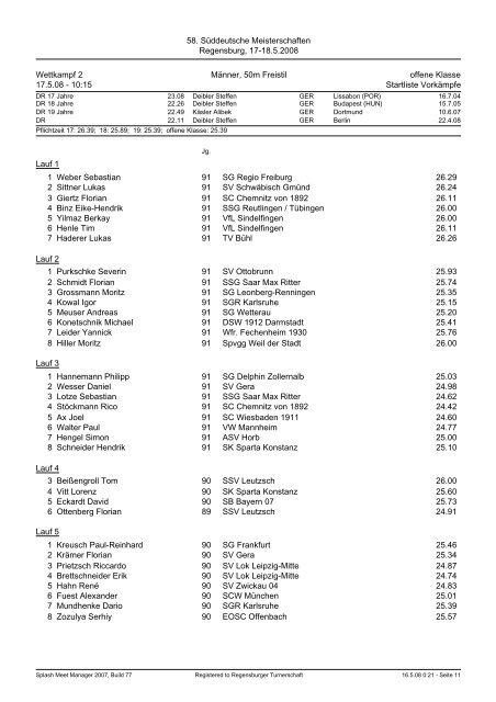 Meldeergebnis - Schwimm- und Sportverein Leutzsch e.V.