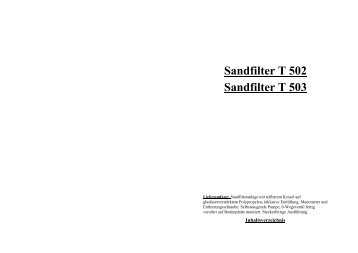 Sandfilter T 502 Sandfilter T 503