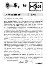 Jahresbrief 2003 - Freunde des HSG