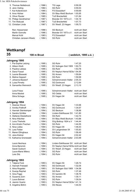 5. Int. HDI-Pokalschwimmen - WASPO Langendreer-Werne e.V.