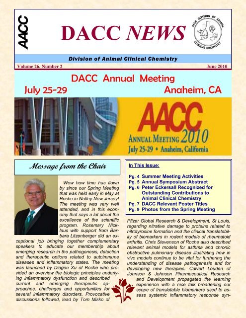 DACC Newsletter Summer 2010 - American Association for Clinical ...