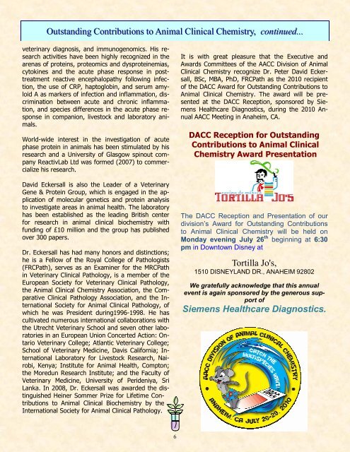 DACC Newsletter Summer 2010 - American Association for Clinical ...