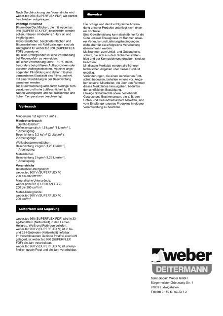 weber.tec 960 (Superflex® FDF) - Saint-Gobain Weber GmbH