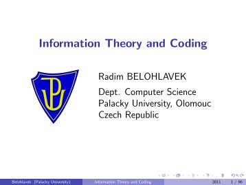 Information Theory and Coding: An Introduction - Radim Belohlavek