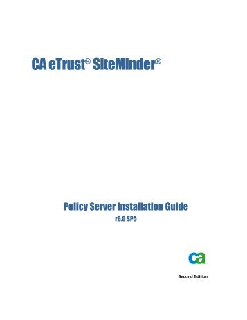 CA eTrust SiteMinder Policy Server Installation Guide - Bad Request