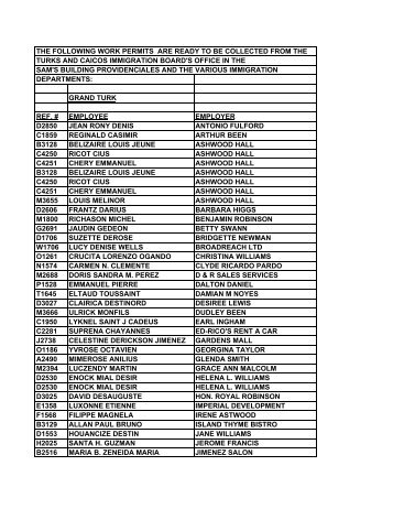 combine list for collection october 2007 - Turks and Caicos Islands ...