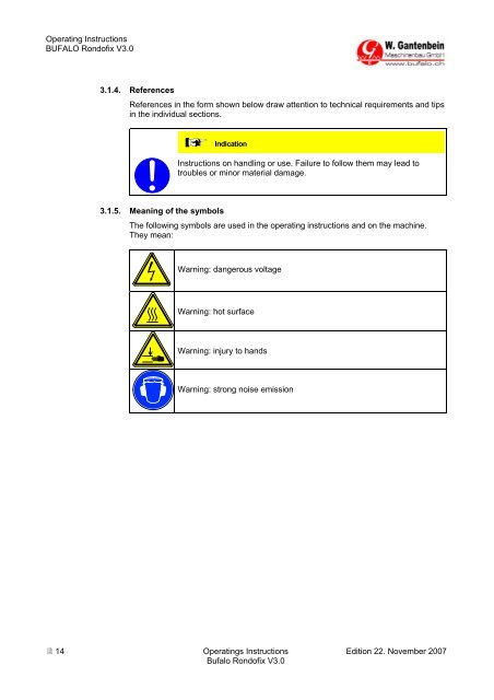 Operating Instructions, complete - W. Gantenbein GmbH