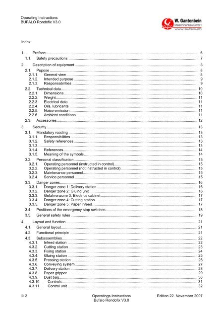 Operating Instructions, complete - W. Gantenbein GmbH