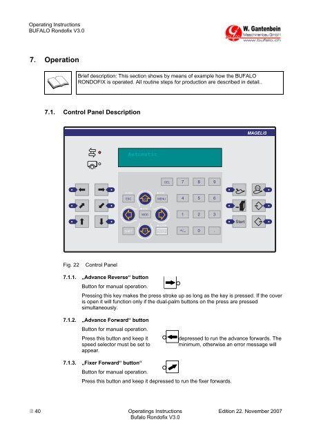 Operating Instructions, complete - W. Gantenbein GmbH