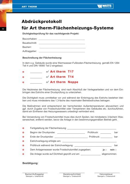 Art therm Fußbodenheizung