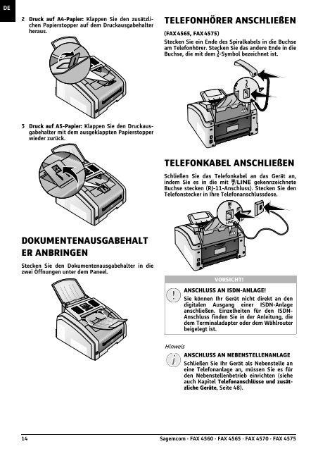 Sagemcom Bedienungsanleitung FAX 4560/4565/4570/4575