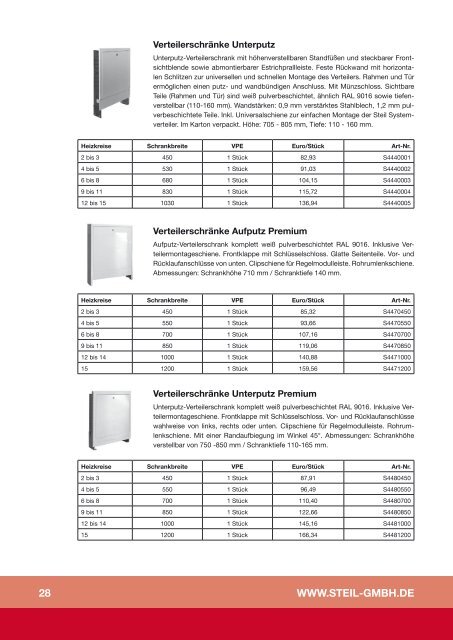 Bruttopreisliste Fussbodenheizung 2012 - Steil Systemtechnik GmbH