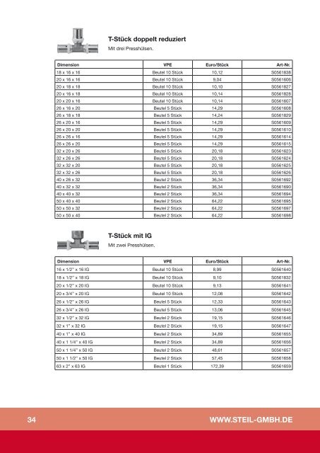 Bruttopreisliste Fussbodenheizung 2012 - Steil Systemtechnik GmbH