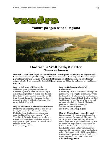 Vandra på egen hand i England Hadrian´s Wall Path, 8 nätter