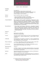 KUNST ° HOTEL ° RESTAURANT Factsheet Adresse art-lodge ...