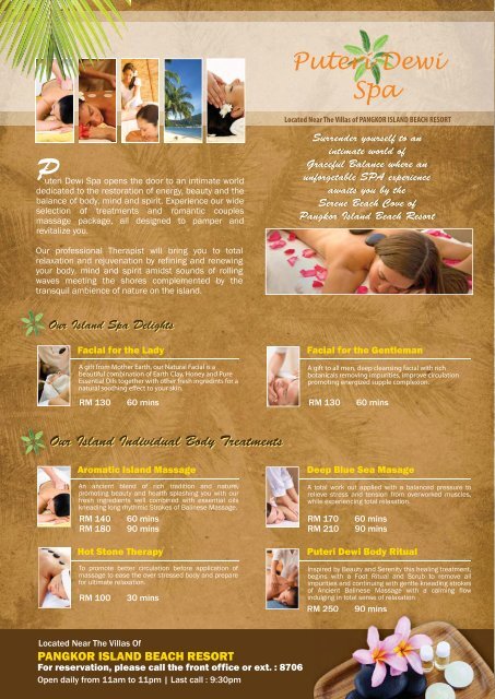 Download Spa Menu (PDF) - Pangkor Island Beach Resort